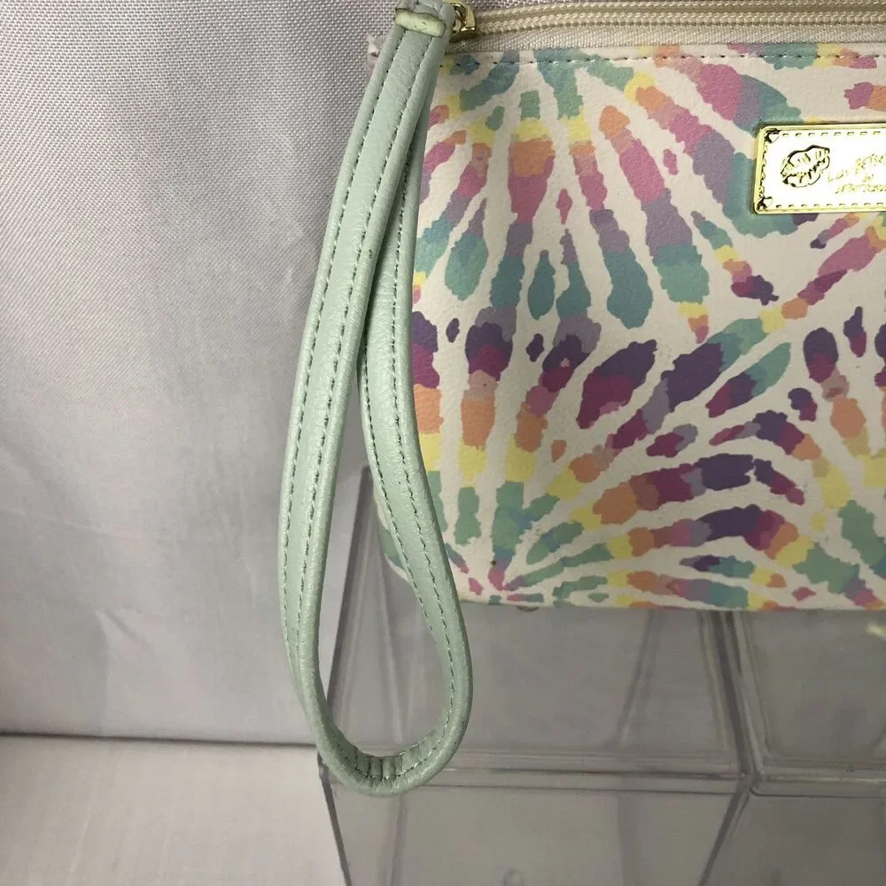 NWOT Betsey Johnson LUV Betsey Make-Up Cosmetic Bag Rainbow Tie-Dye Zip-Up